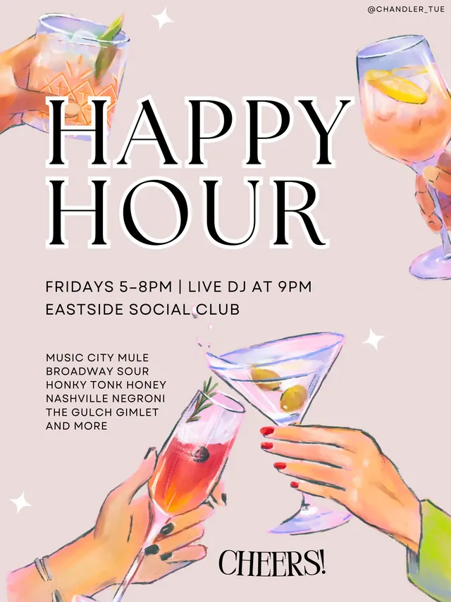 happy hour bar poster