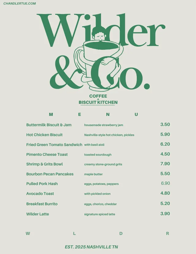 wilder & co. coffee menu